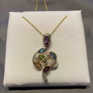 14K Yellow Gold Multi-Gemstone and Diamond pendant